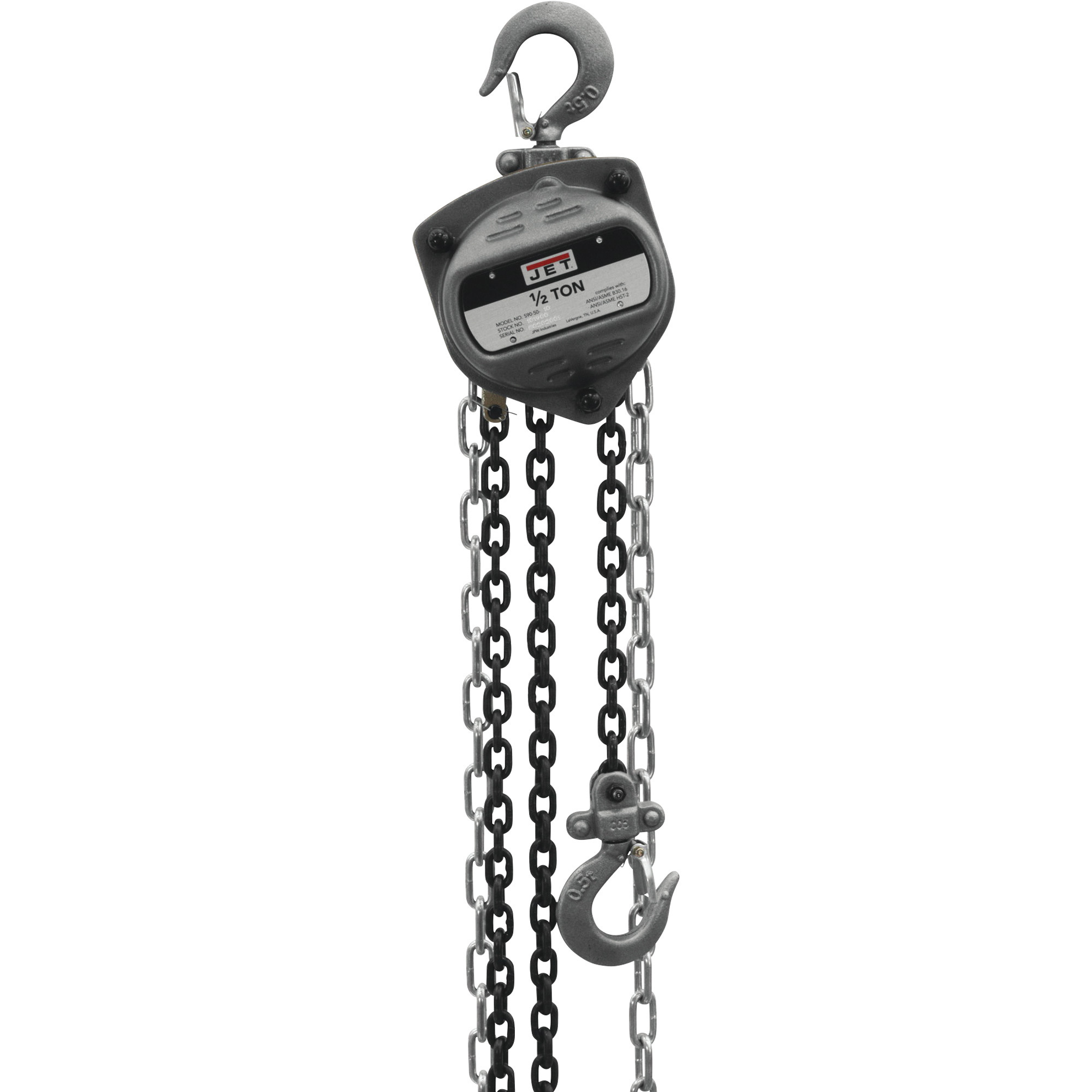 JET Manual Chain Hoist, 1/2-Ton Lift Capacity, 30ft. Lift, Model# S90-50-30